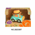 Carro de desenho animado com brinquedos leves e de música para crianças