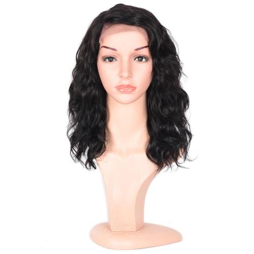 100% NATURAL VIRGIN REMY HUMAN HAIR WAVY LACE FRONT WIG