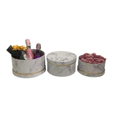 Round marble pattern florist bouquet boxes