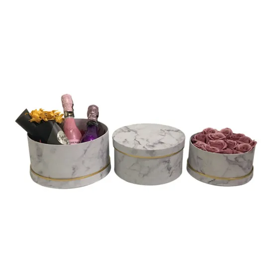 Round marble pattern florist bouquet boxes
