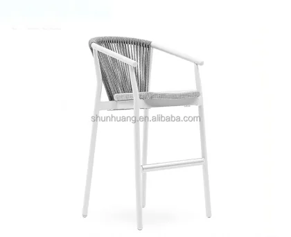 High Back Rope Weaving Balcony Bar Chair with Cushion - Popular Outdoor Furniture Design