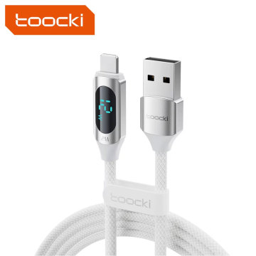 Toocki New Design White USB Data Cable with Digital Display for iPhone - 2.4A Fast Charging Cable