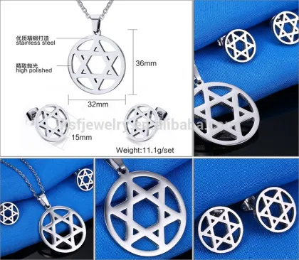 2015 Cheap Necklace And Earrings Sets David Of Star Earrings And Pendant Chain Set