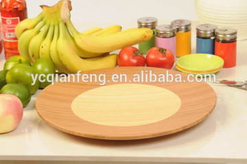 Round Bamboo Fruit Plate Pizza Tray with 2-toned in High quality, .