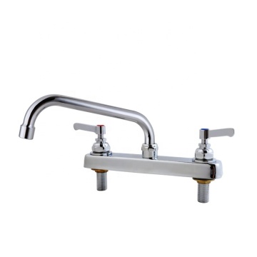 Commercial Kitchen Wall-Mounted Dual Handle Faucet with Swing Spout