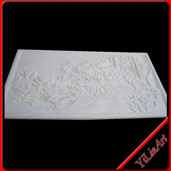 White Marble Relief With Flower Carving (YL-F016)