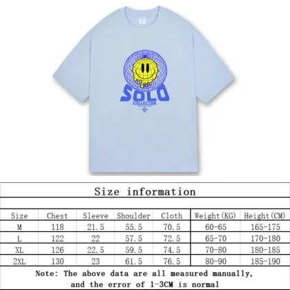 American Fashion Classic Smile Print Loose Cotton T-Shirt