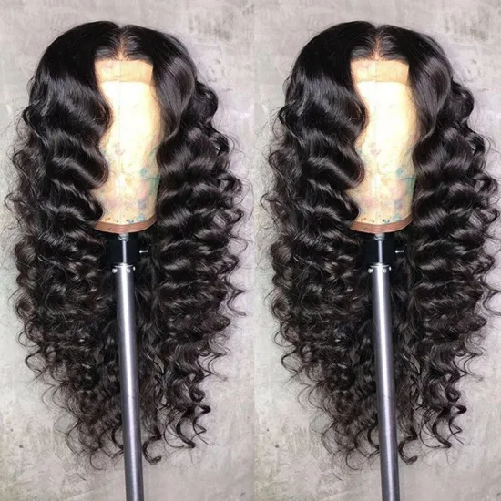 Loose Deep Wave Lace Front Human Hair Wigs Women 4*4 Lace Closure Wig for Black Wholesale Indian Pre Plucked Natural Swiss Lace