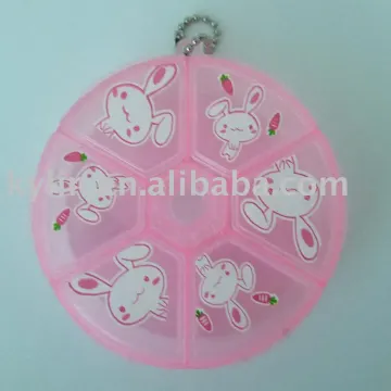 round shape plastic pill box.