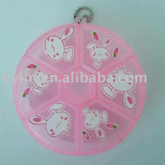round shape plastic pill box.