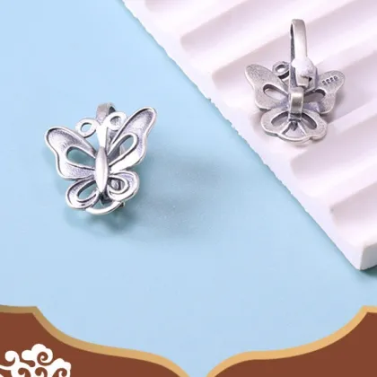 S925 Pure Silver Butterfly Button Accessories for Hanfu and Qipao