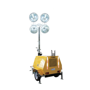 Mobile trailer metal halide lamp light tower with telescopic high mast FZMT-1000B