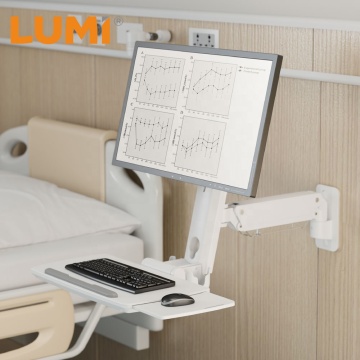 Sit Stand Single Gas Spring Monitor Arm Wall Mount Workstation
