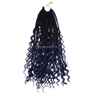 Goddess Box Braids Crochet Hair 3X Bohemian Crochet Box Braids Curly Ends Synthetic Crochet Braids Hair Extensions For Women