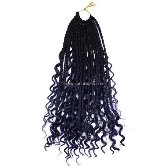 New Style Box Braid Crochet Hair 14Inch Boho Box Braids Curly Ends  Prelooped Synthetic Crochet Braid Hair For Black Women