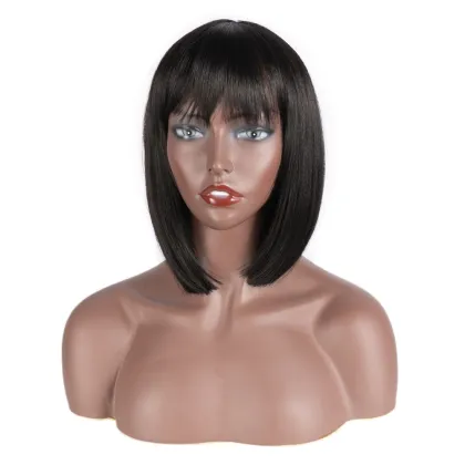 Rebecca Black Woman Classic Colored Bob Short Synthetic Wig Heat Resistant Fiber Straight Bob Wig With bangs