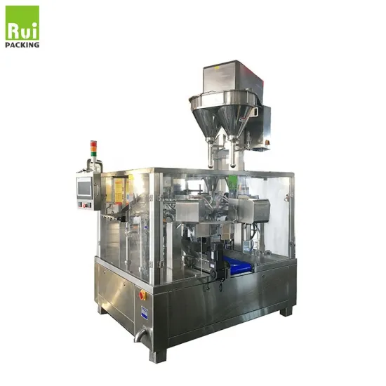 Automatic R8-200 Doypack Rotary Packaging Machine for Spices, Flour, Coffee Powder with Auger Filler