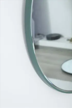 30Inch Round Green Metal Frame Circle Wall Mirror