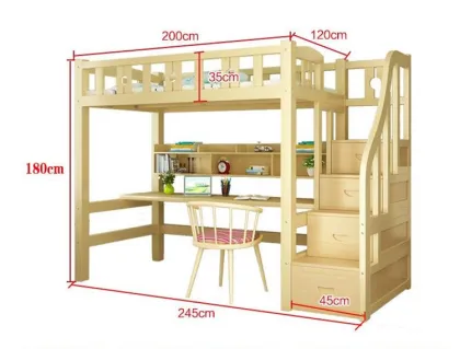 Solid Wood Children's Colorful Bunk Bed