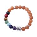 7 Chakra Gemstone Beads Buddhism &amp; Buddha Alloy Red Aventurine Pulsera