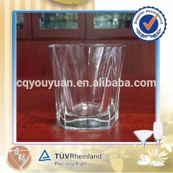 Perfect pentagon shaped 200ml cheap customized whiskey glass for drinking
