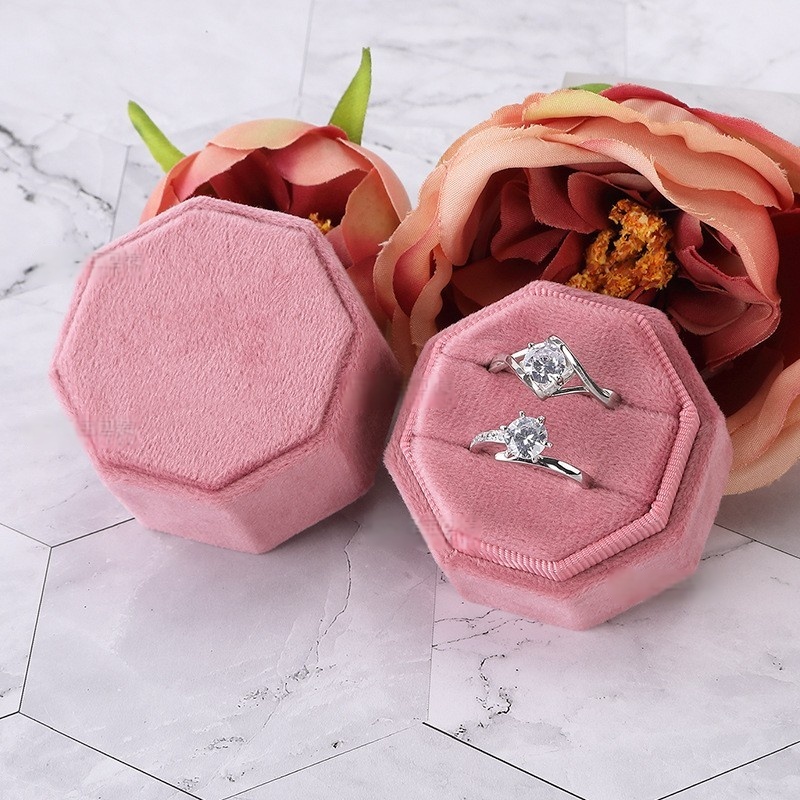 Best-Selling Engagement Pink Double Ring Octagon Box