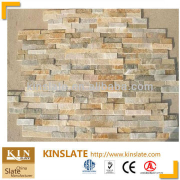 Beige glued slate exterior stone wall tiles decoration