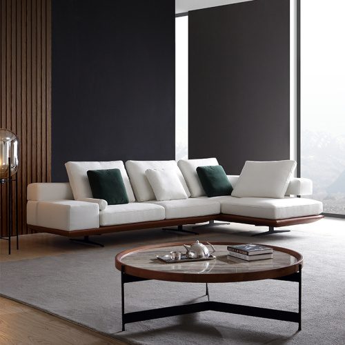 Perabot ruang tamu mewah ringan gaya Itali sofa ladang kayu pepejal sofa modular berbentuk L set perabot rumah moden