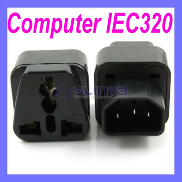 Universal Computer IEC320 Plug Travel AC Power Plug Adapter 3 Flat Pin Plugs