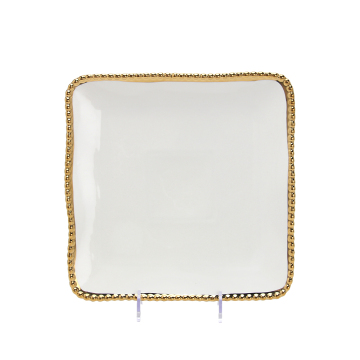 Luxury Gold Rim Ceramic Dinner Plate Set - RP003G 10.25 inch Charger & 8 inch Decorative Plates
