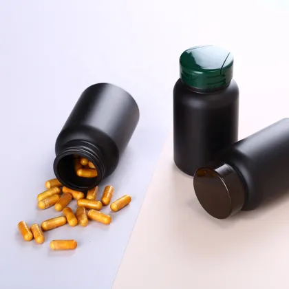 200CC Health Capsules Pharmaceutical Plastic Black Bottle HDPE