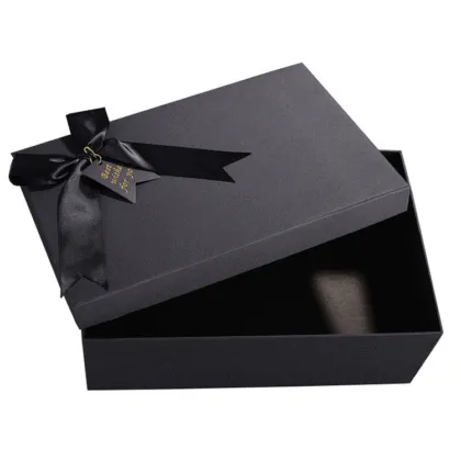 Custom Luxury Black Shirt Box with Ribbon