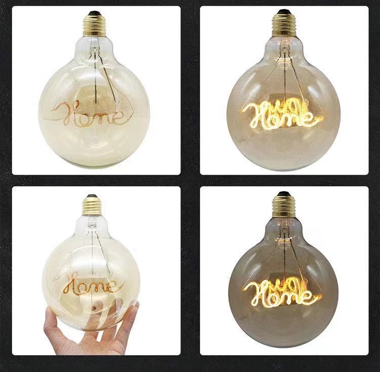 Amber filament light bulb retro