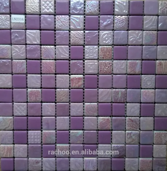 Purple solid glass mosaic tile backsplash kitchen bathroom wall flooring