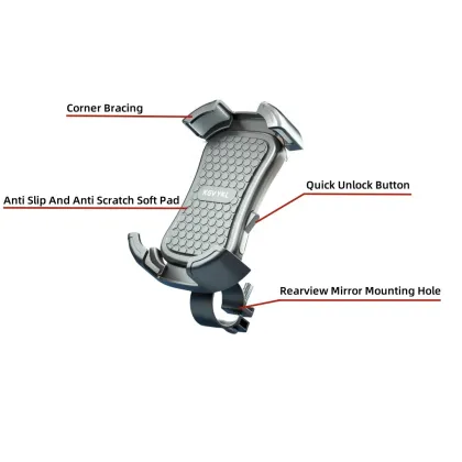 Factory Supply Universal Mobile Phone Holders - Black Motorcycle Phone Holder & Accessories