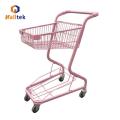 Supermarket pink metal 2 tier shopping Basket Trolley