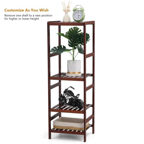 4-Tier Standing Bamboo Storage Rack for Bathroom