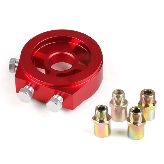 Universal Oil Filter Cooler Sandwich Plate Adapter with Oil Press Temperature Sensor and Connectors for M18*1.5, M20*1.5, M22*1.5 & 3/4-16 Thread Sizes