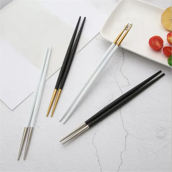 New Luxury Matte Brushed 304 Stainless Steel Round Chopsticks Sushi Hashi Colorful Chinese Japanese Chopsticks Cutlery Tableware