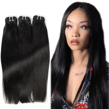 Factory wholesale bone straight double drawn hair, thick bottom double drawn human hair, remy bone straight human hair