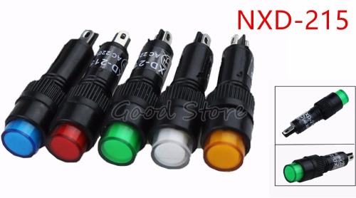 1 Pcs NXD-215 8mm 6V 12V 24V 36V 110V 220V DC AC Panel Mount Red Green Neon Indicator Pilot Signal Light Lamp
