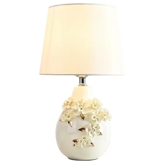 INSHINE Retro Flower White Ceramic Table Lamp