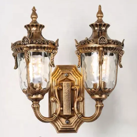 European Antique Style Double-Headed Waterproof Wall Lamp for Home Outdoor Corridor