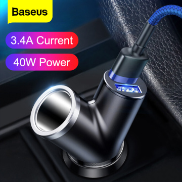 Baseus Dual USB Car Charger For iPhone Samsung Xiaomi mi 3.4A Fast Charging Car Phone Charger Adapter Cell Mobile Phone Charger