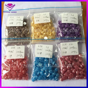 10*8mm cracked cz flat back colors oval amethyst ice cubic zirconia