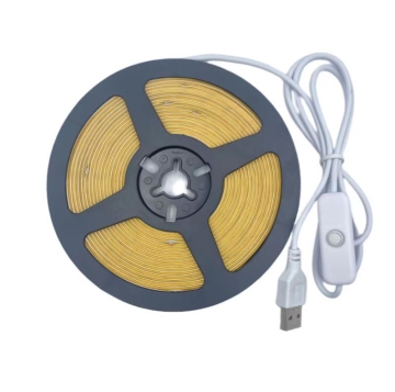 High Density Flexible LED Tape USB 501switch COB Strip DC 5V 320 LEDs/m