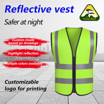 Colete de segurança em tecido de malha com 6 zíperes verde