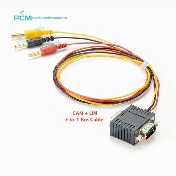 2-in-1 D-Sub CAN Bus and LIN Bus Cable with DB9 to 3 Banana Plugs: Ideal for Data Logger Communication and Analog Diagnostic