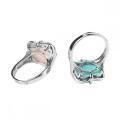 Gemstone Heart Rings Natural Stone Crystal Adjustable Rings for Women Wedding Ring Silver Plated Copper Ring