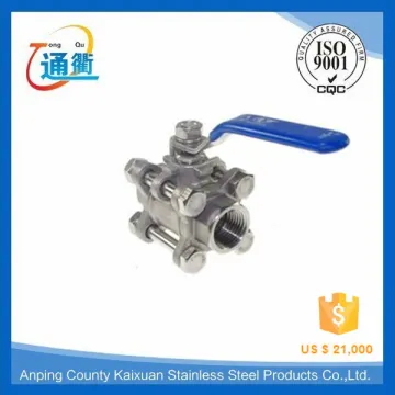 female threaded stainless steel 1000 wog 3pc ball valve